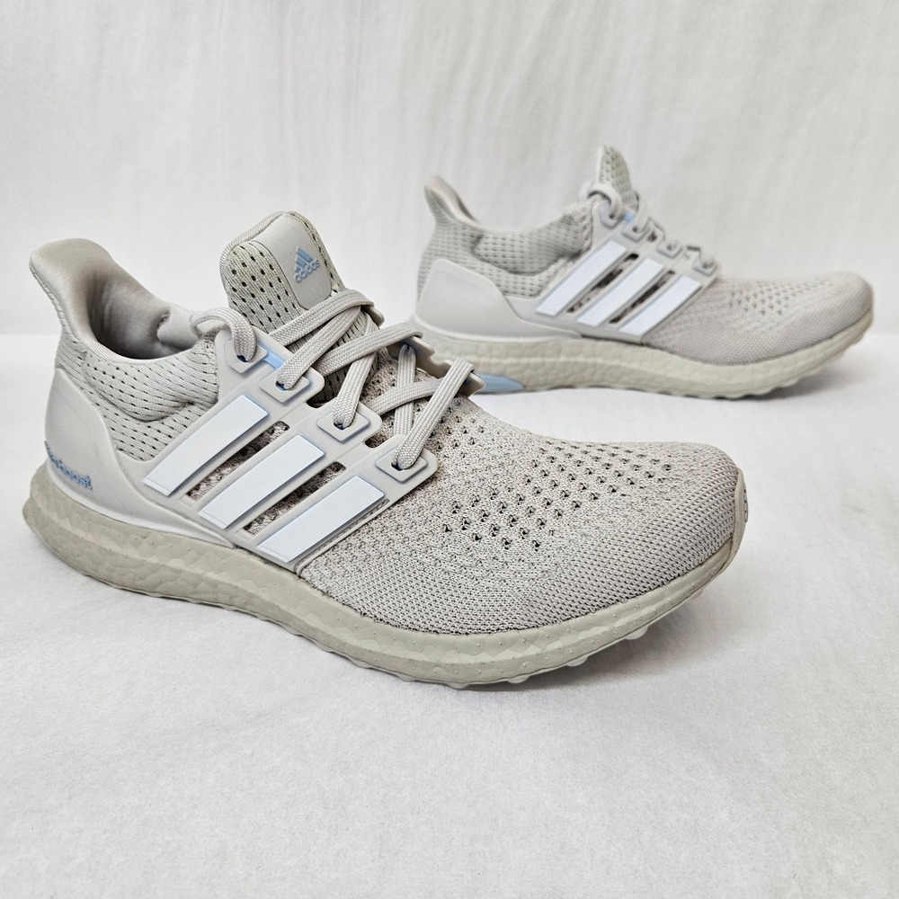 Adidas Ultraboost 1.0 Running Shoes JH9211 Grey White Glow Blue Womens Size 7.5